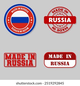 Set of four stamps with flag made in Russia