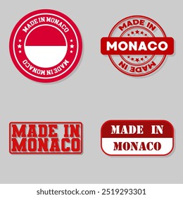 Conjunto de quatro selos com bandeira feita em Mônaco