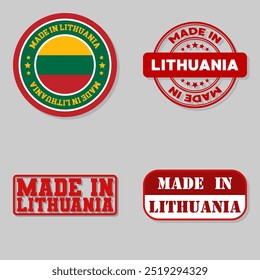 Set of four stamps with flag made in Lithuania