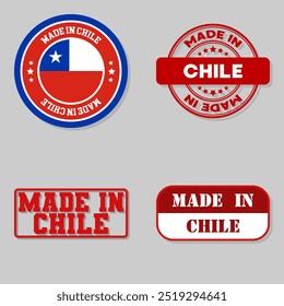 Conjunto de quatro selos com bandeira feita no Chile