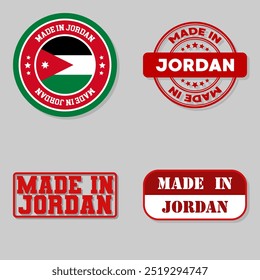 Conjunto de cuatro sellos con bandera hecha en Jordania