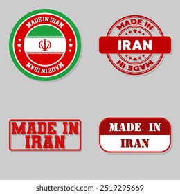 Conjunto de cuatro sellos con bandera hecha en Irán