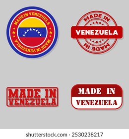 Set of four stamps with flag made in Venezuela