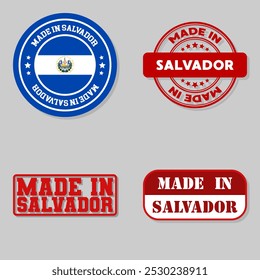 Set of four stamps with flag made in Salvador