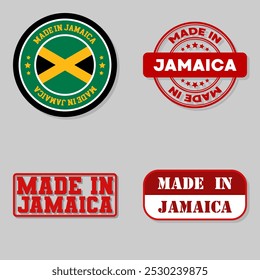 Conjunto de quatro selos com bandeira feita na Jamaica