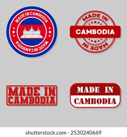 Conjunto de quatro selos com bandeira feita no Camboja