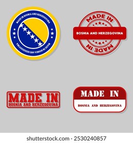 Set of four stamps with flag made in Bosnia and Herzegovina