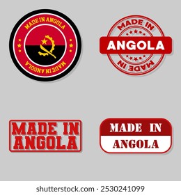 Conjunto de quatro selos com bandeira feita em Angola