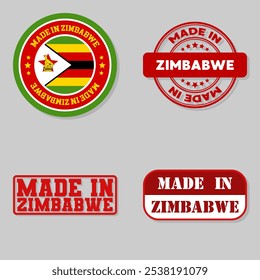 Set of four stamps with flag made in Zimbabwe