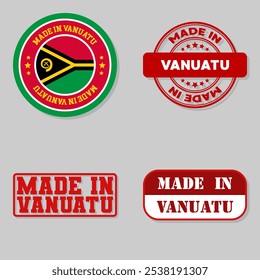 Conjunto de quatro selos com bandeira feita em Vanuatu
