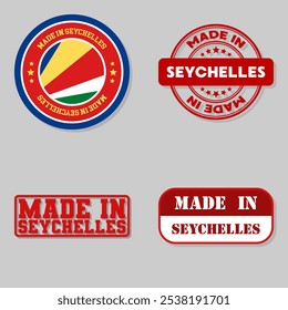 Set of four stamps with flag made in Seychelles