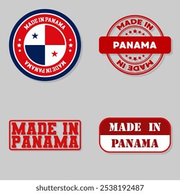 Set von vier Marken mit Flagge Made in Panama