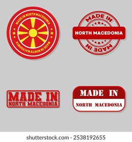 Set of four stamps with flag made in North Macedonia
