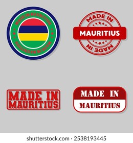 Set of four stamps with flag made in Mauritius