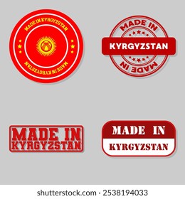 Set of four stamps with flag made in Kyrgyzstan