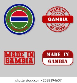 Set of four stamps with flag made in Gambia