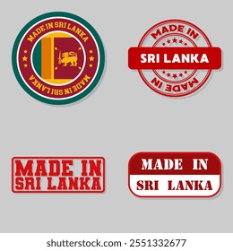 Set of four stamps with flag made in Sri Lanka