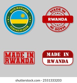 Set of four stamps with flag made in Rwanda