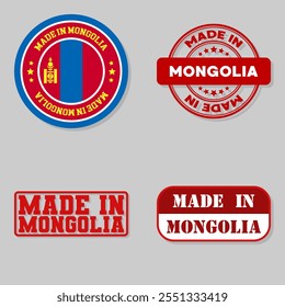 Set of four stamps with flag made in Mongolia