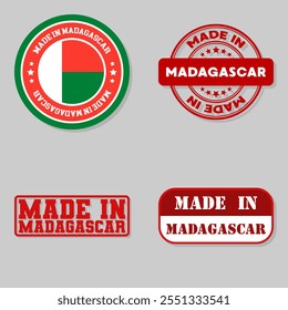 Conjunto de cuatro sellos con bandera hecha en Madagascar