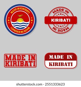 Set of four stamps with flag made in Kiribati