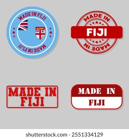 Conjunto de cuatro sellos con bandera hecha en Fiji