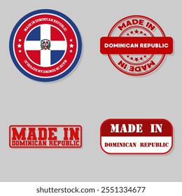 Conjunto de quatro carimbos com bandeira feita na República Dominicana