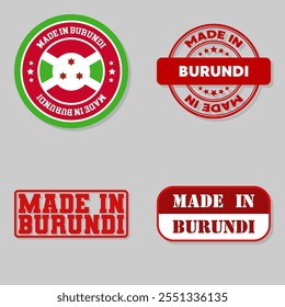 Set of four stamps with flag made in Burundi