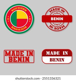 Set of four stamps with flag made in Benin