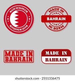 Conjunto de cuatro sellos con bandera hecha en Bahrein