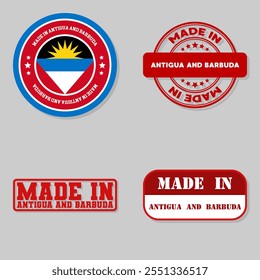 Set of four stamps with flag made in Antigua and Barbuda