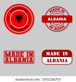 Set of four stamps with flag made in Albania