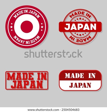 Set of four stamps with flag made in Japan