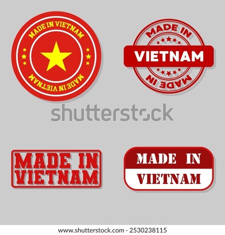 Set of four stamps with flag made in Vietnam