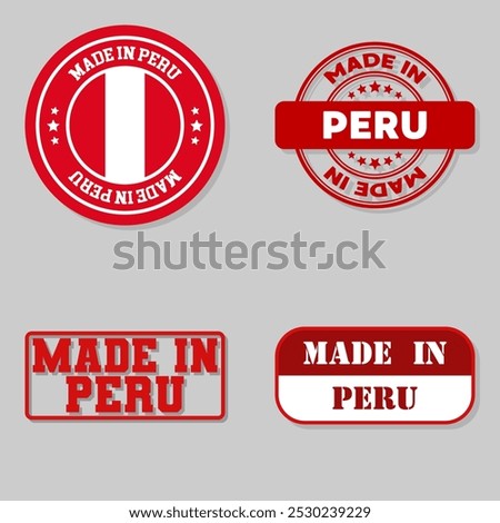 Set of four stamps with flag made in Peru