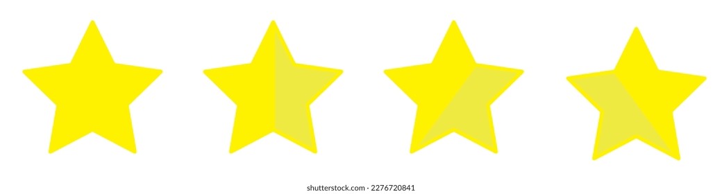 Satz von vier Sternen flachen Vektorsymbole. Goldener alter Mann. Hersteller, Logo-Symbol für Qualitätsbewertung einzeln auf weißem Hintergrund. Vektorerweiterungen. Auf weißem Hintergrund
