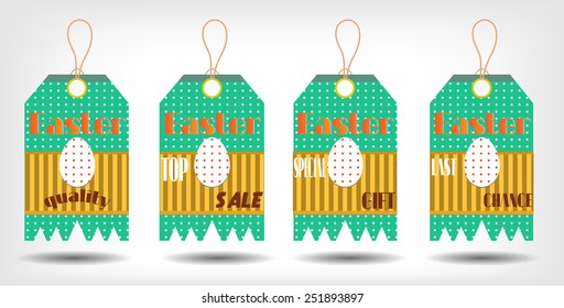 Set of four stickers with easter eggs and text 