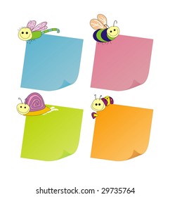 Set of four stickers with insects
