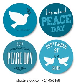 A set of four stickers for the International Day of Peace, isolated on white background. EPS10 file.