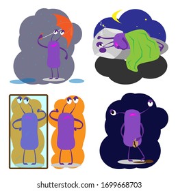 set of four stickers Violet monster