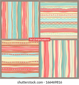 Set of four striped colored backgrounds 