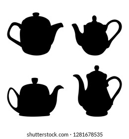 Set of four styles of tea pots