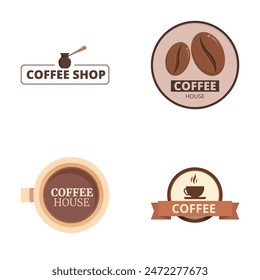 Set of four stylish coffee shop and house logos for branding and identity