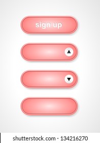 Set of four stylish oblong pink buttons / pink buttons