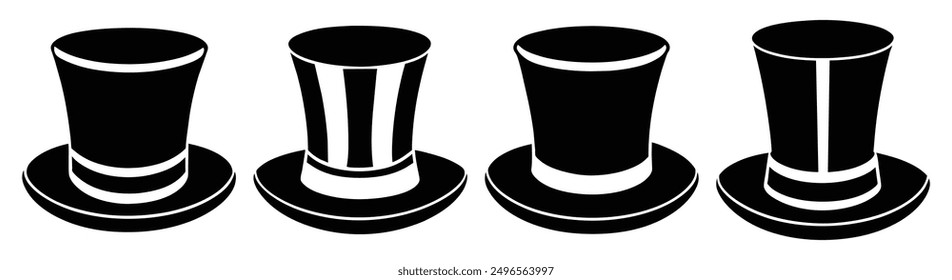 A Set of Four Stylish Top Hat Silhouettes