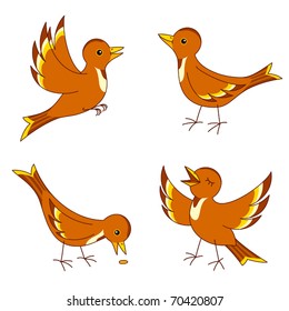Set of four stylized birds. Vector EPS8.