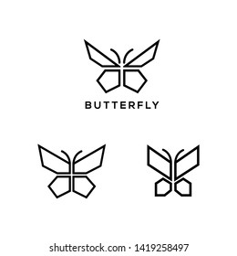 Set of four stylized geometric butterfly symbols, celtic knot style tattoo design or logo. Isolated vector illustration collection. - Vector
