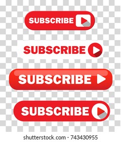 Set of Four Subscribe Buttons for Online Videos