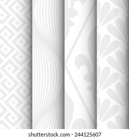 Set of four subtle gray vintage patterns vector