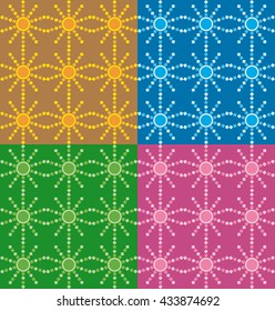 Set four summer pattern with colorful sun mosaic effect


